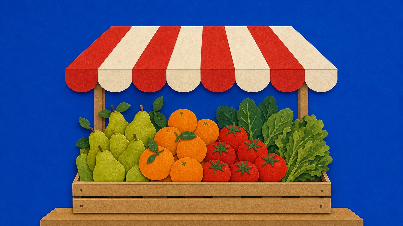 Sample App banner art, flat produce-market illustration
