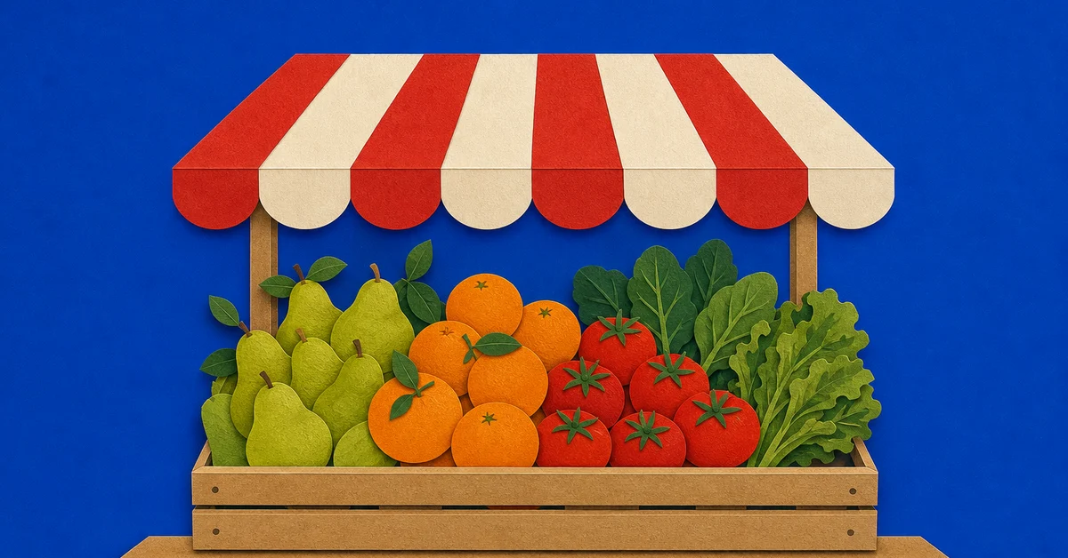 Sample Paid banner art, flat produce-market illustration