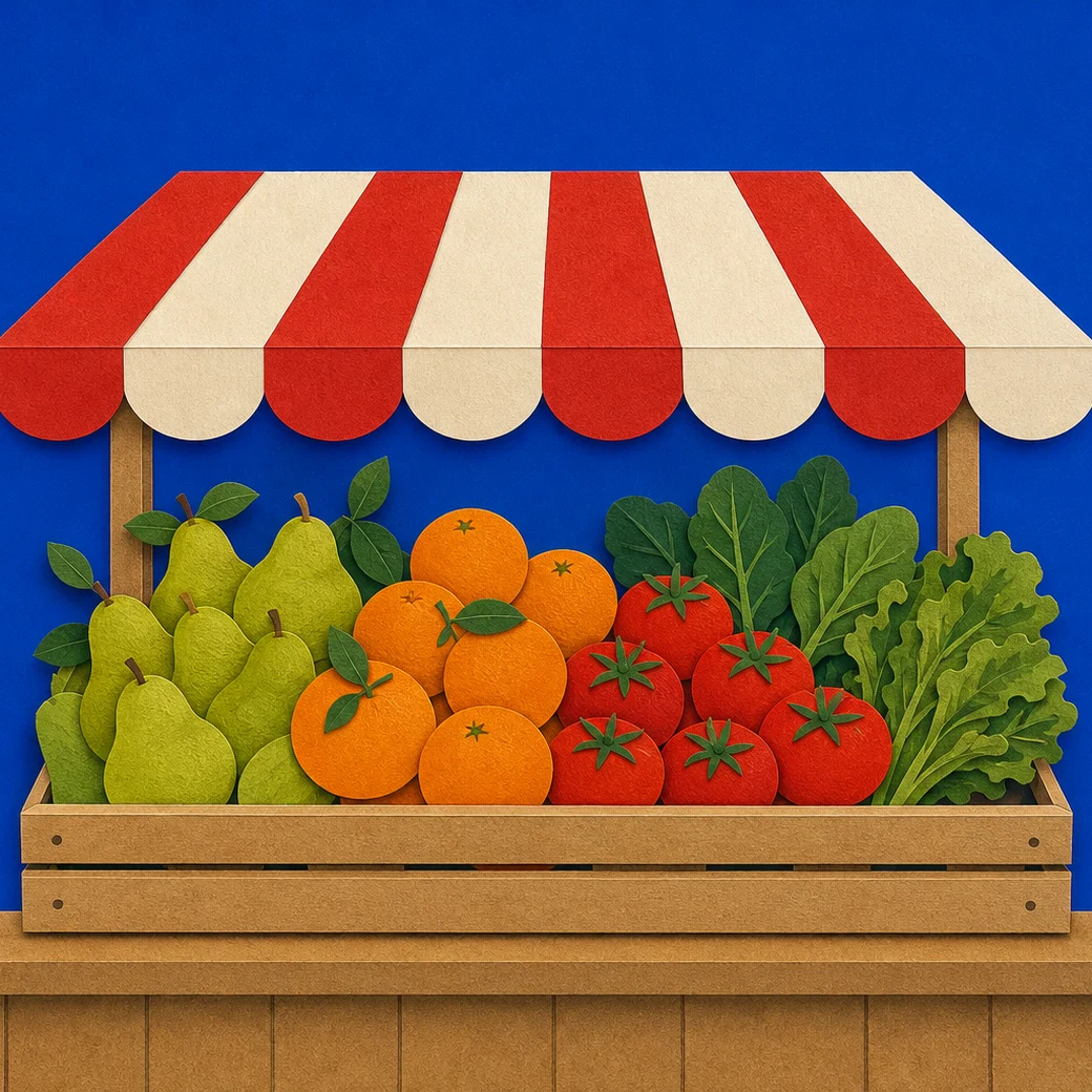 Sample Social banner art, flat produce-market illustration