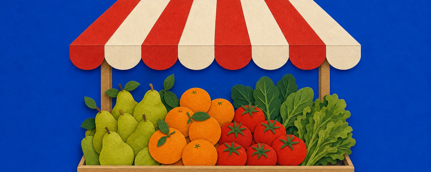 Sample Web banner art, flat produce-market illustration